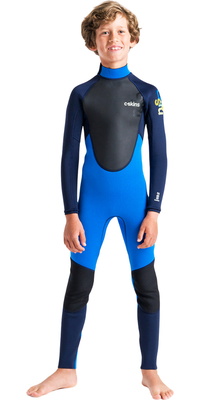 2026 C-Skins Junior Element 3/2mm Back Zip Wetsuit C-EL32STJ - Cyan / Slate / Multi